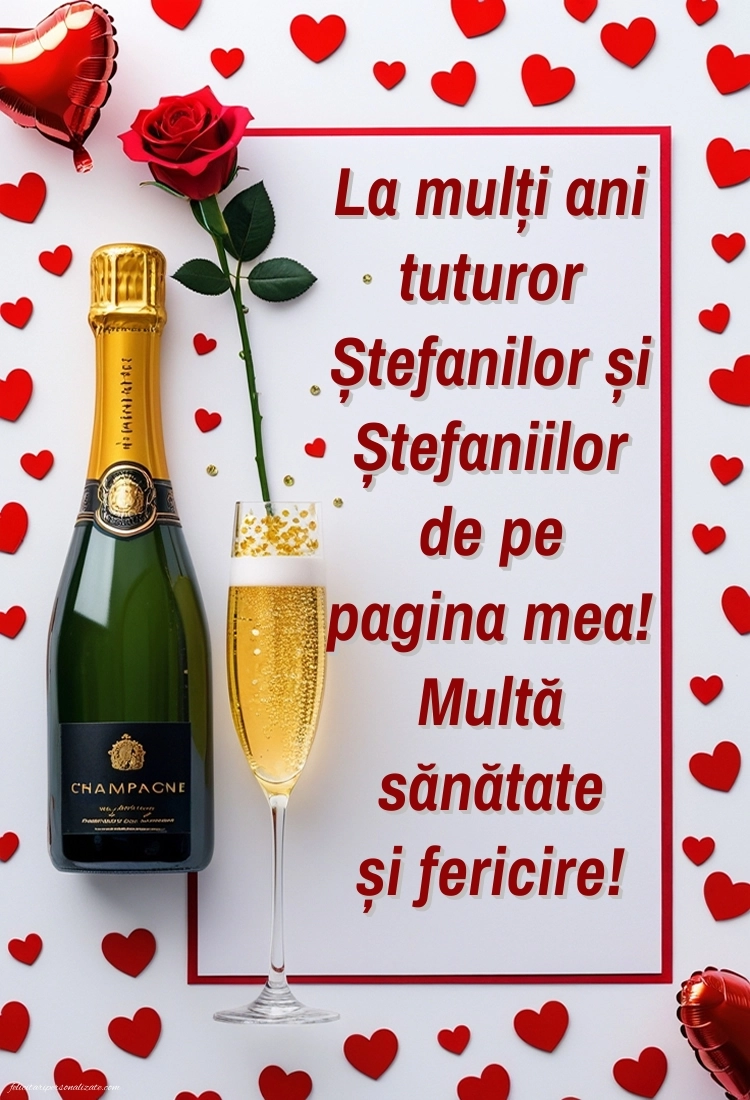 Poze cu urări frumoase de Sfântul Ștefan (27 decembrie): Șampanie și trandafiri