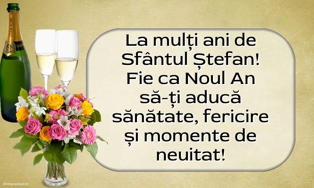 Imagini de la mulți ani de Sfântul Ștefan: Șampanie și flori