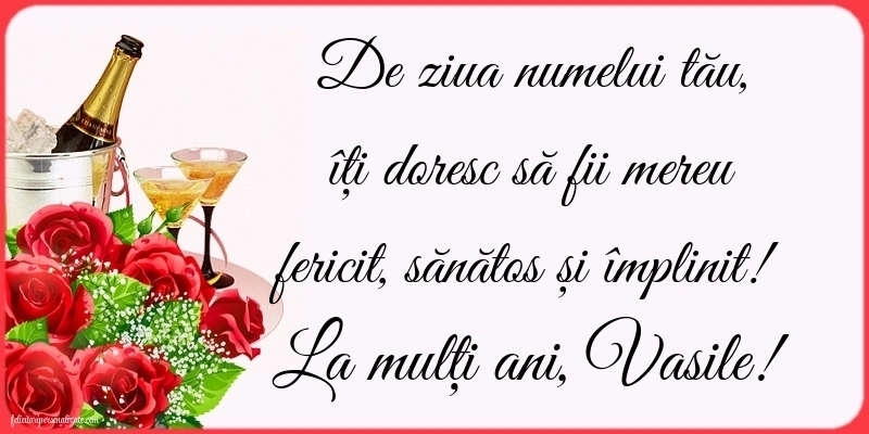Imagini de la mulți ani de Sfântul Vasile: Șampanie și flori