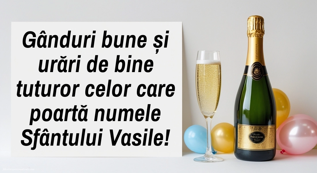 Imagini cu LA MULȚI ANI de 1 Ianuarie Sfântul Vasile: Șampanie și baloane