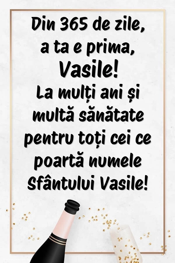 Imagini cu urări de Sfântul Vasile: Șampanie