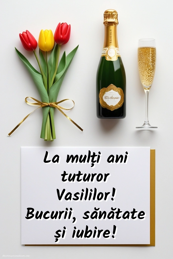 Poze cu mesaje de Sfântul Vasile: Șampanie și lalele