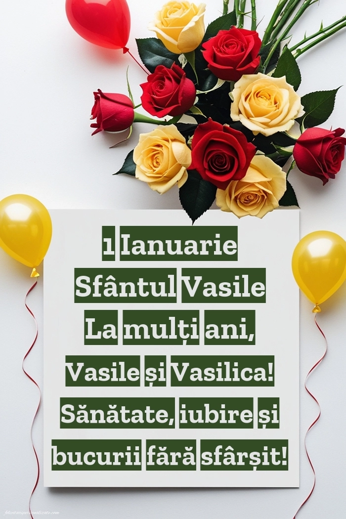 Poze cu mesaje de Sfântul Vasile: Trandafiri și baloane