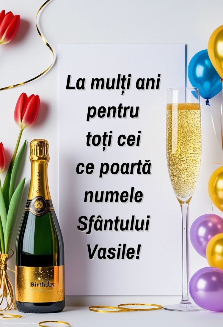 Felicitări de Sfântul Vasile - 1 Ianuarie 2026: Șampanie și baloane