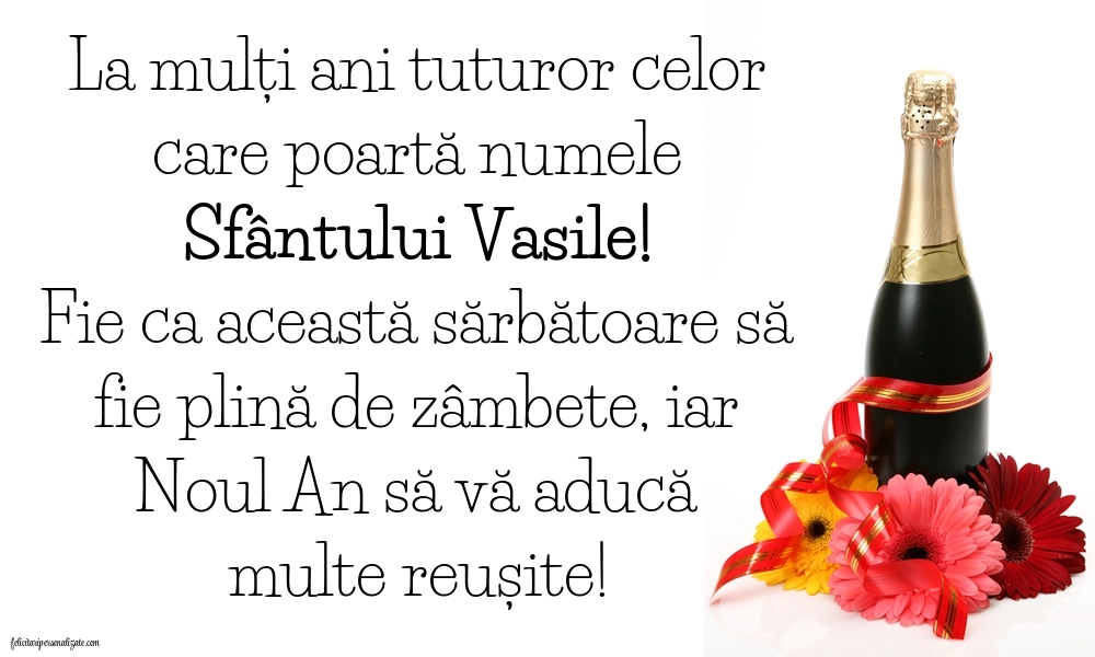Imagini de la mulți ani de Sfântul Vasile: Șampanie și flori
