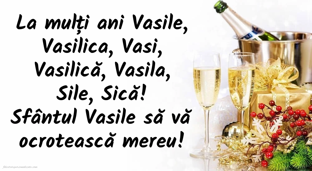 Imagini cu urări de Sfântul Vasile: Șampanie