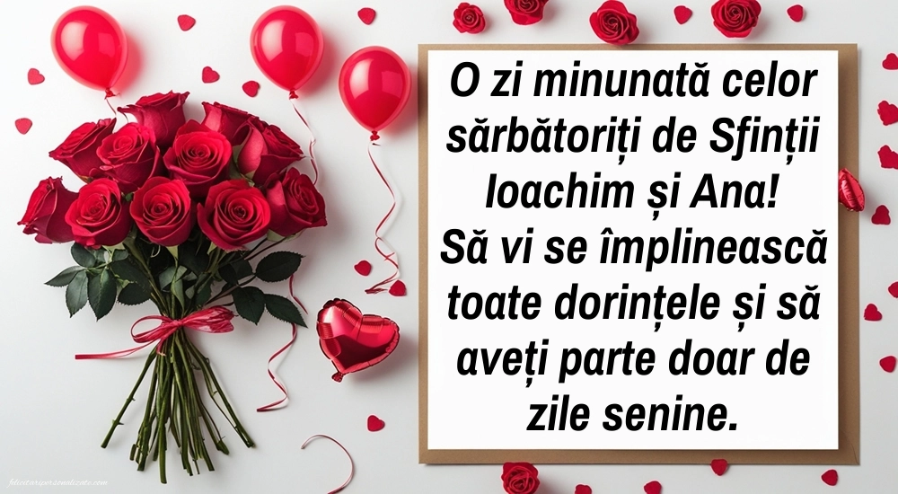 Felicitări de Sfinții Ioachim și Ana (9 Septembrie): Trandafiri și baloane