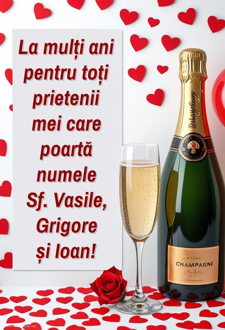 Imagini cu mesaje de Sfinții Vasile, Grigore și Ioan (30 Ianuarie): Șampanie și trandafiri