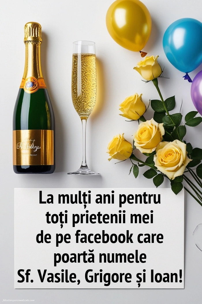 Imagini cu mesaje de Sfinții Vasile, Grigore și Ioan (30 Ianuarie): Șampanie și flori