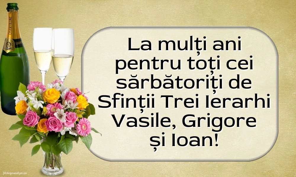 Imagini cu mesaje de Sfinții Vasile, Grigore și Ioan (30 Ianuarie): Șampanie și flori