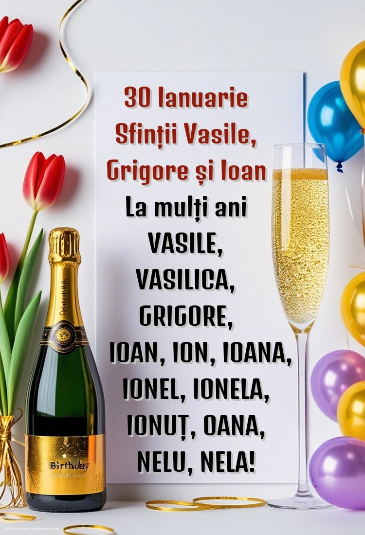 Imagini cu mesaje de Sfinții Vasile, Grigore și Ioan (30 Ianuarie): Șampanie și baloane