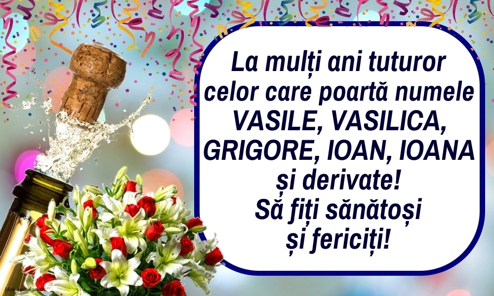 Imagini cu mesaje de Sfinții Vasile, Grigore și Ioan (30 Ianuarie): Șampanie și flori