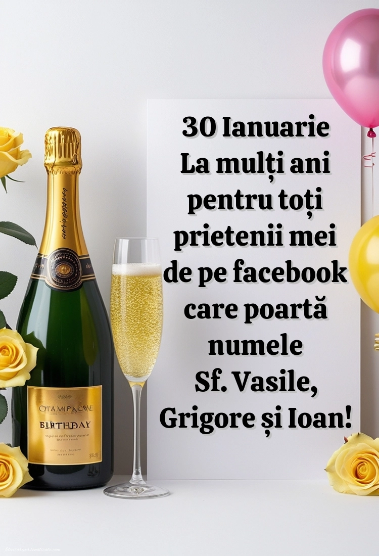 Imagini cu mesaje de Sfinții Vasile, Grigore și Ioan (30 Ianuarie): Șampanie și baloane