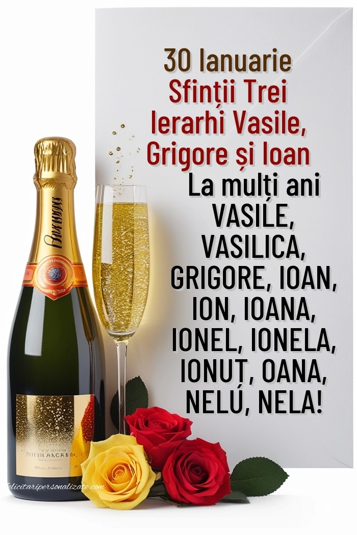 Imagini cu mesaje de Sfinții Vasile, Grigore și Ioan (30 Ianuarie): Șampanie și trandafiri