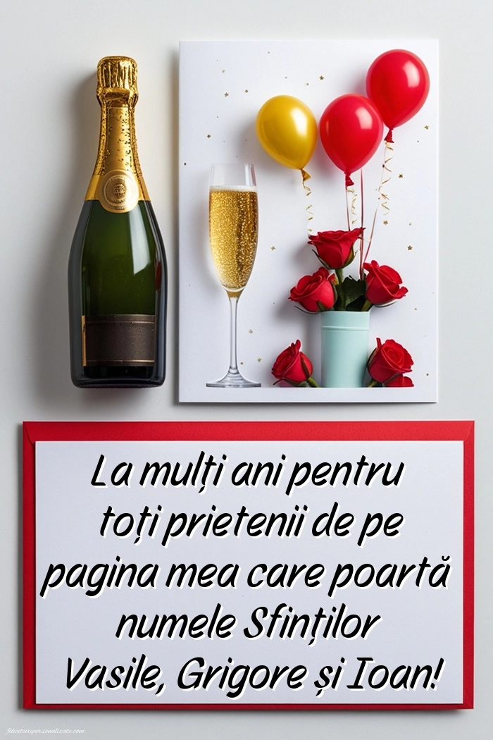 Imagini cu mesaje de Sfinții Vasile, Grigore și Ioan (30 Ianuarie): Șampanie și flori