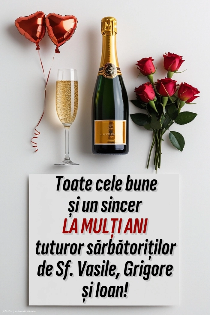 Imagini cu mesaje de Sfinții Vasile, Grigore și Ioan (30 Ianuarie): Șampanie și flori