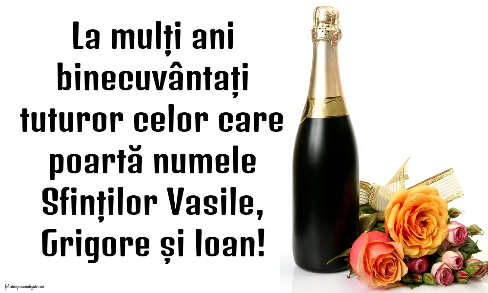 Imagini cu mesaje de Sfinții Vasile, Grigore și Ioan (30 Ianuarie): Șampanie și flori
