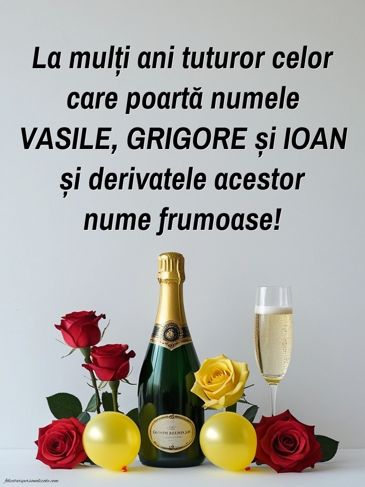 Imagini cu mesaje de Sfinții Vasile, Grigore și Ioan (30 Ianuarie): Șampanie și trandafiri