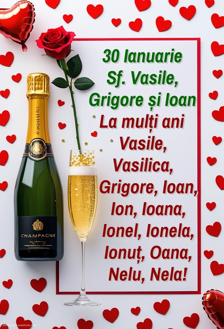 Imagini cu mesaje de Sfinții Vasile, Grigore și Ioan (30 Ianuarie): Șampanie și trandafiri