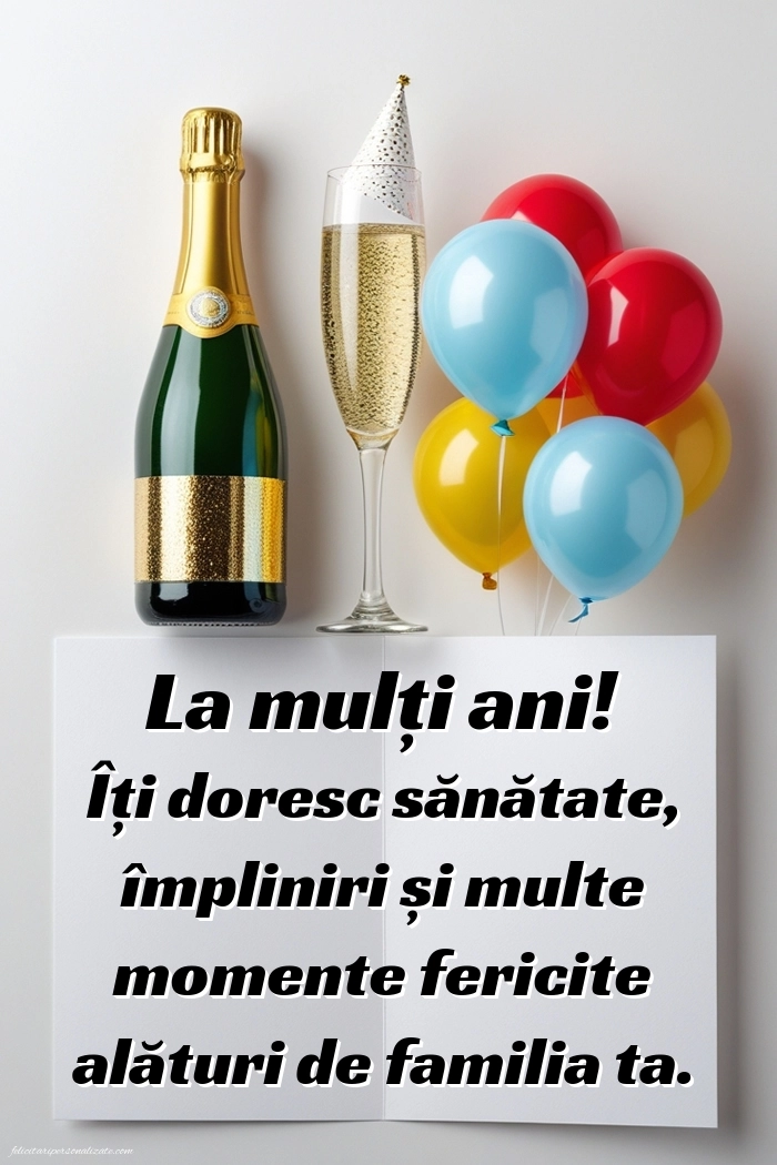 Felicitări de La Mulți Ani pentru un viitor Tătic: Șampanie și baloane