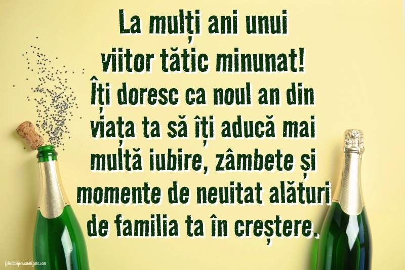 Felicitări de La Mulți Ani pentru un viitor Tătic: Șampanie și confetti