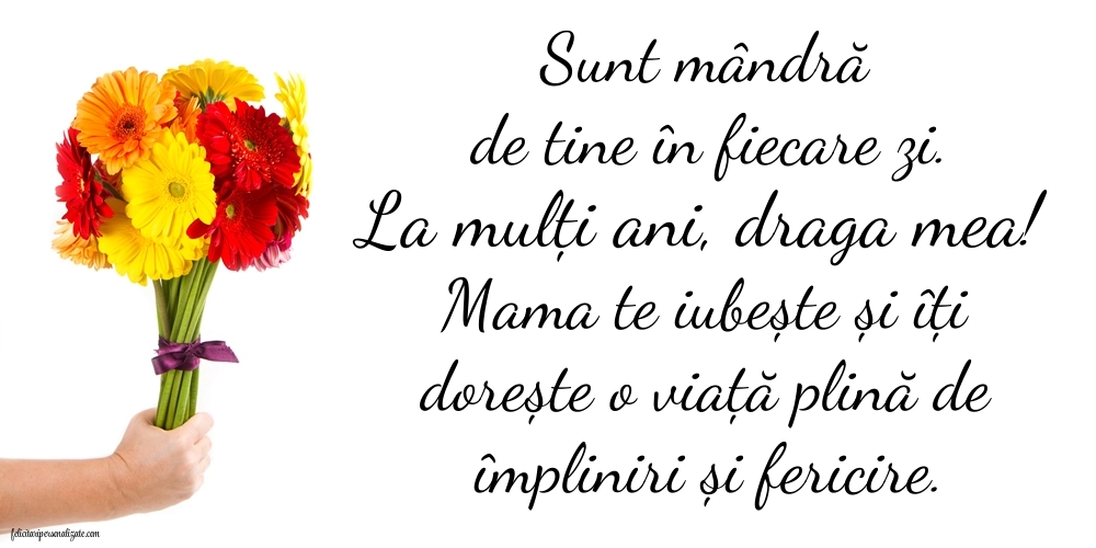 Felicitări de La Mulți Ani pentru fiică de la mamă: Flori