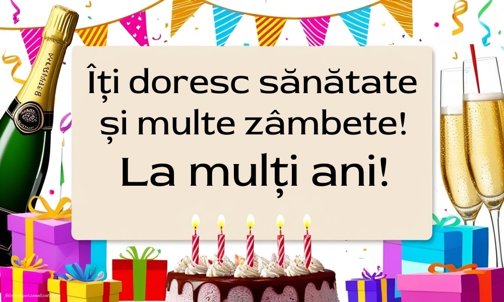 Felicitări gratis de LA MULȚI ANI: Șampanie și tort