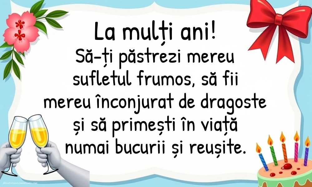 Felicitări gratis de LA MULȚI ANI: Șampanie și tort