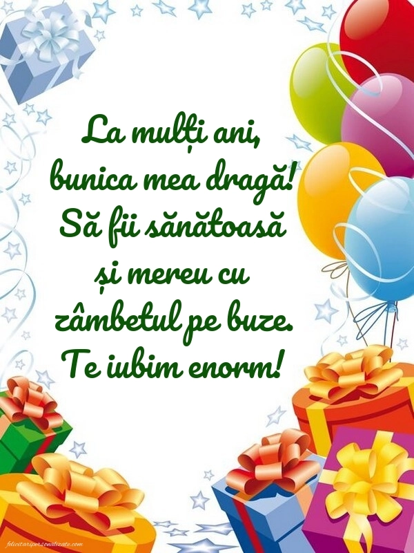 Imagini cu La mulți ani pentru bunica mea: Baloane și Cadouri