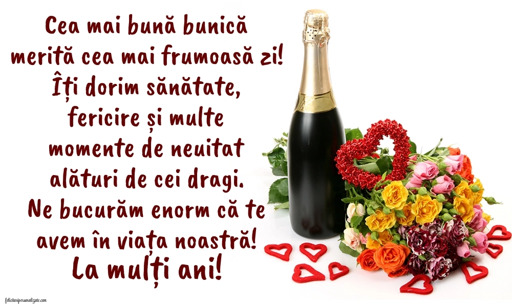 Imagini cu La mulți ani pentru bunica mea: Șampanie și flori