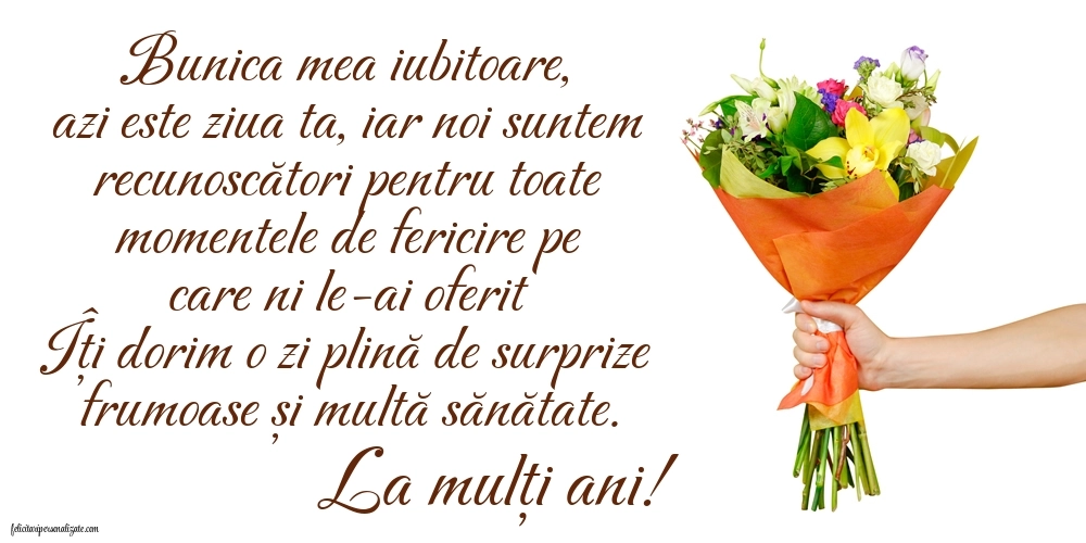Felicitări și Imagini de Ziua de Naștere pentru Bunică: Buchet de flori