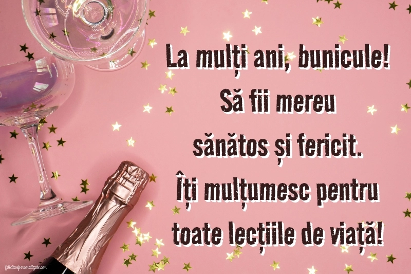 Felicitări și Imagini de Ziua de Naștere pentru Bunic: Șampanie și confetti