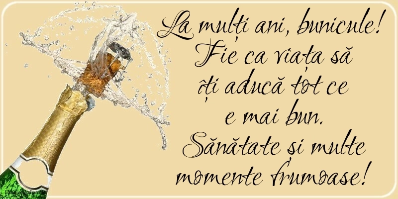 Felicitări și Imagini de Ziua de Naștere pentru Bunic: Șampanie