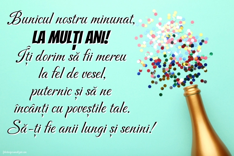 La mulți ani, bunicule! - Imagini cu mesaje: Șampanie și confetti