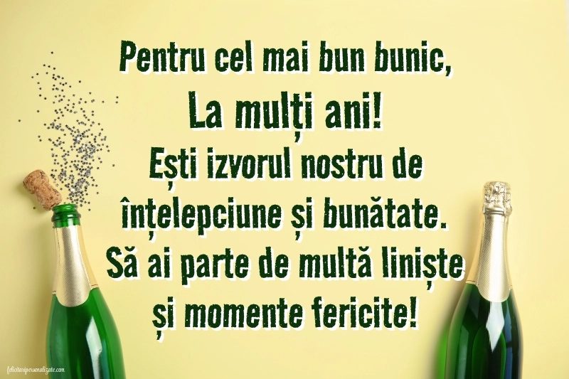 La mulți ani, bunicule! - Imagini cu mesaje: Șampanie și confetti