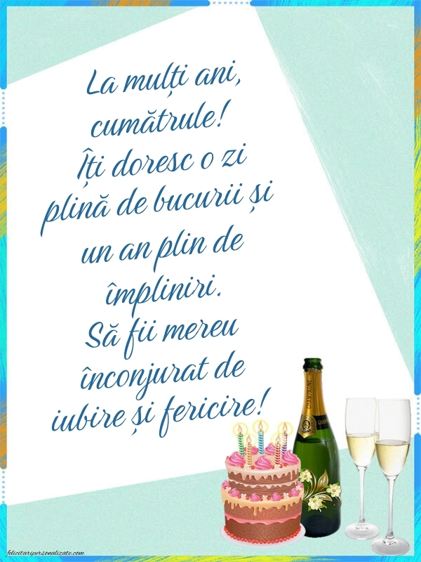 Imagini de Ziua de Naștere pentru Cumătru: Șampanie și tort