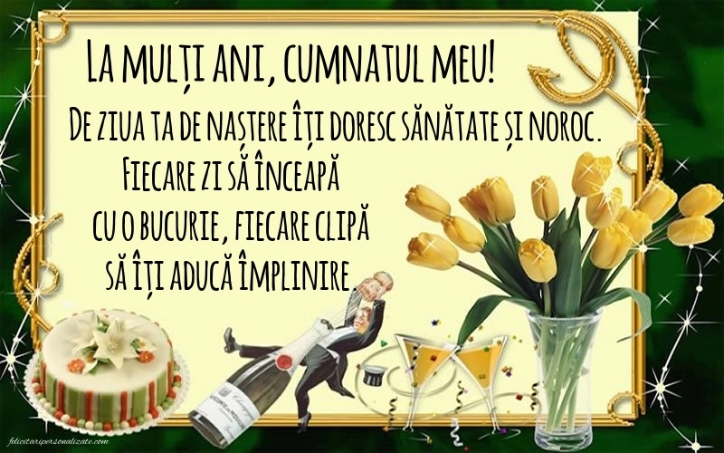 Felicitări și Imagini de Ziua de Naștere pentru Cumnat: Șampanie și tort