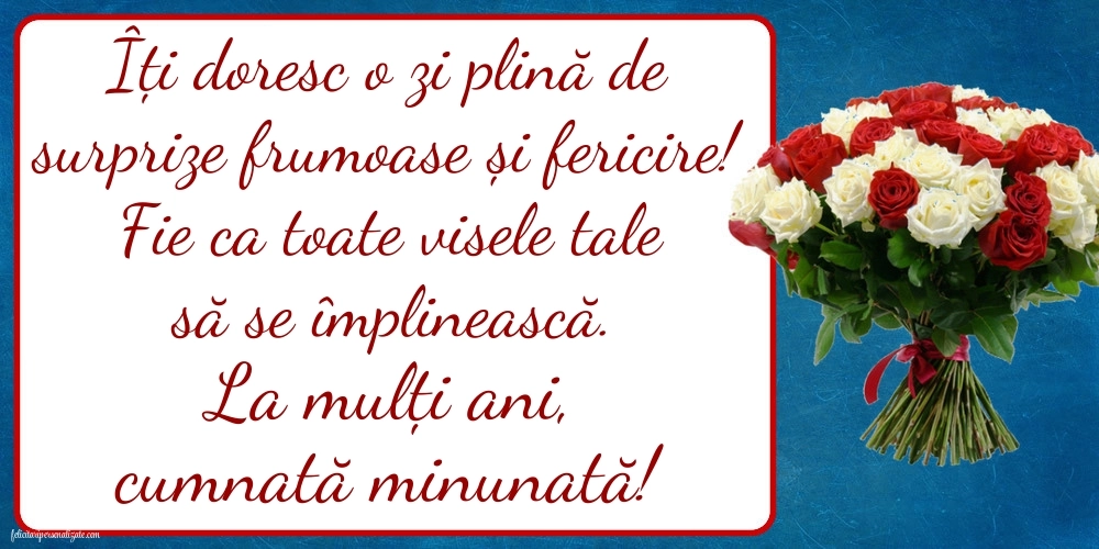 Felicitări frumoase de Ziua de Naștere pentru Cumnată: Flori