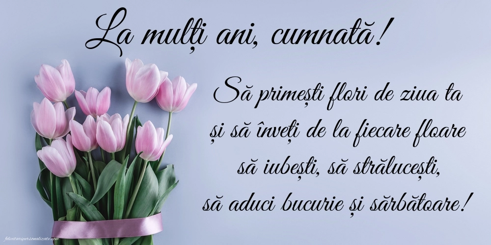 Felicitări frumoase de Ziua de Naștere pentru Cumnată: Lalele
