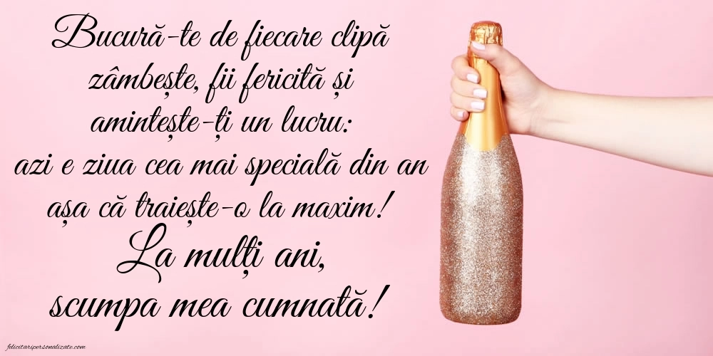 Felicitări frumoase de Ziua de Naștere pentru Cumnată: Șampanie