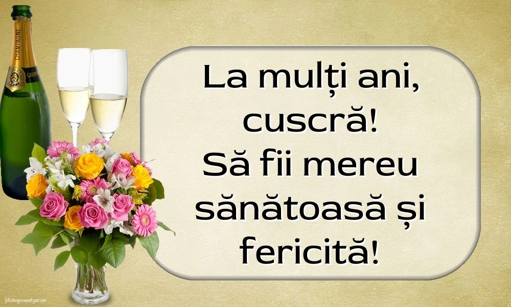 Imagini cu La Mulți Ani pentru Cuscră: Șampanie și flori