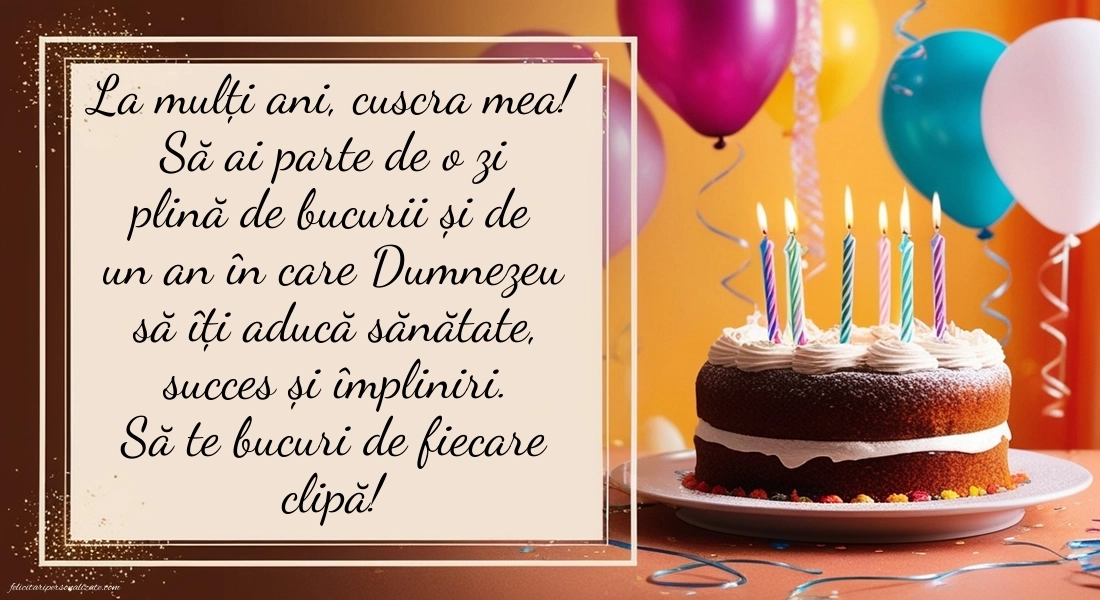 Imagini cu La Mulți Ani pentru Cuscră: Baloane și Tort