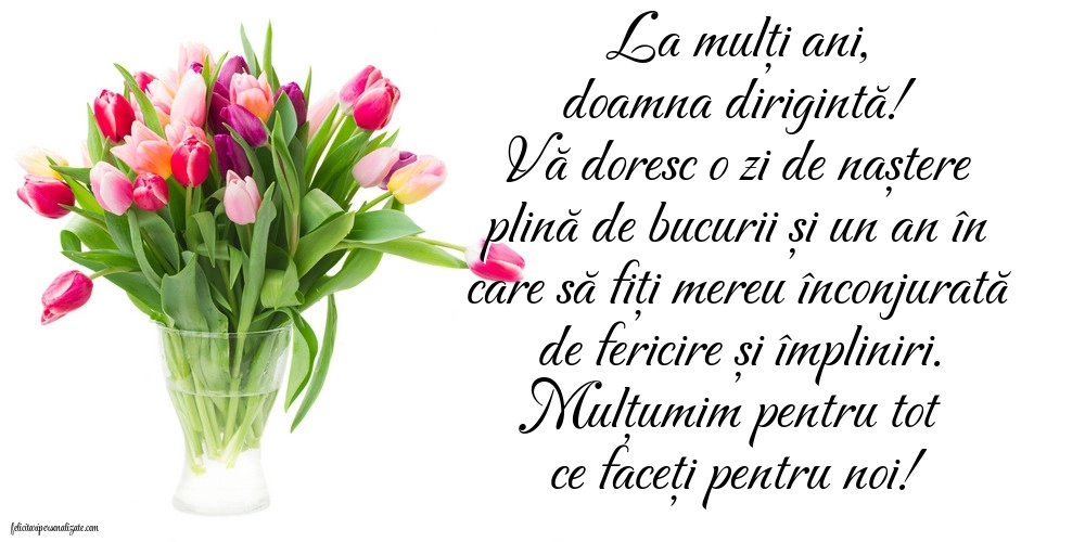 Felicitări frumoase de Ziua de Naștere pentru Dirigintă: Lalele