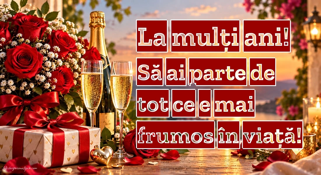 Felicitări și Imagini de Ziua de Naștere: Șampanie și trandafiri