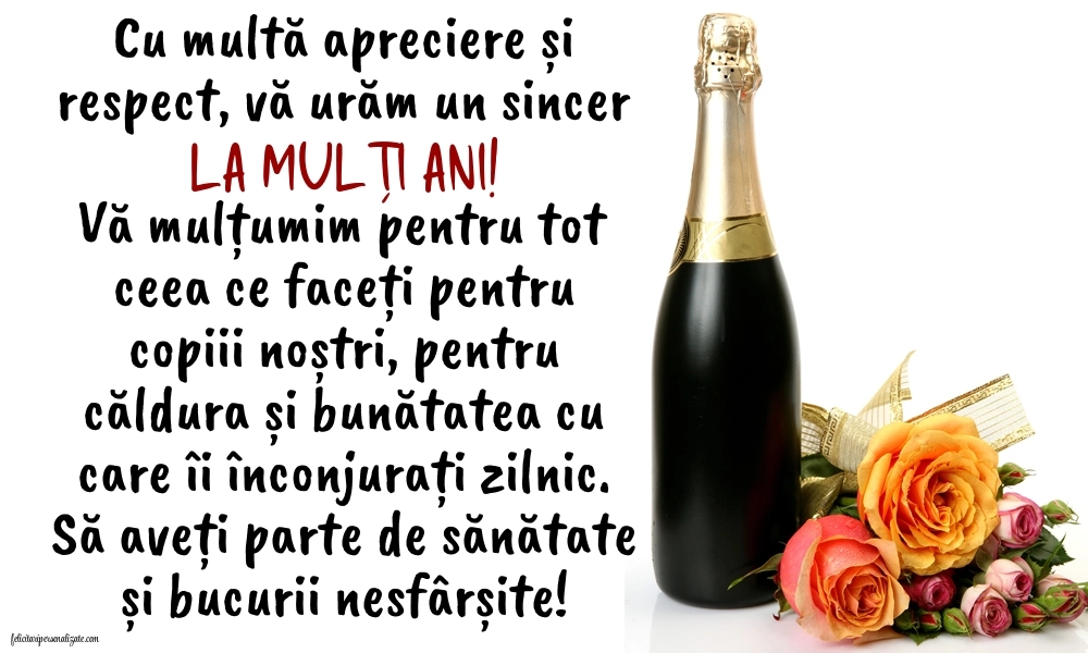 Imagini frumoase de LA MULȚI ANI pentru Educatoare: Șampanie și flori