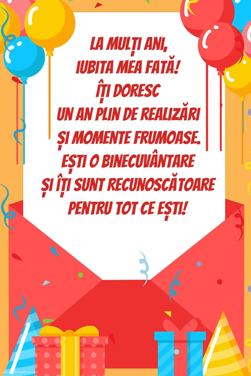 Imagini La Mulți Ani Fiica Mea: Baloane și Cadouri