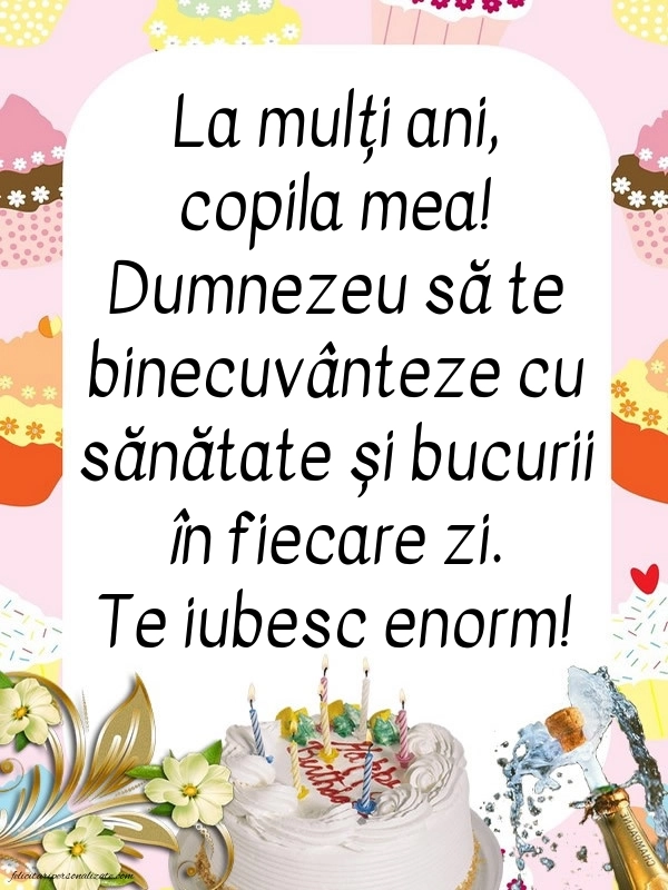 La mulți ani, fata mea! - Imagini cu mesaje frumoase: Șampanie și tort