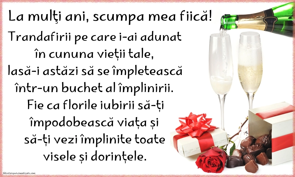 Imagini La Mulți Ani Fiica Mea: Șampanie și flori
