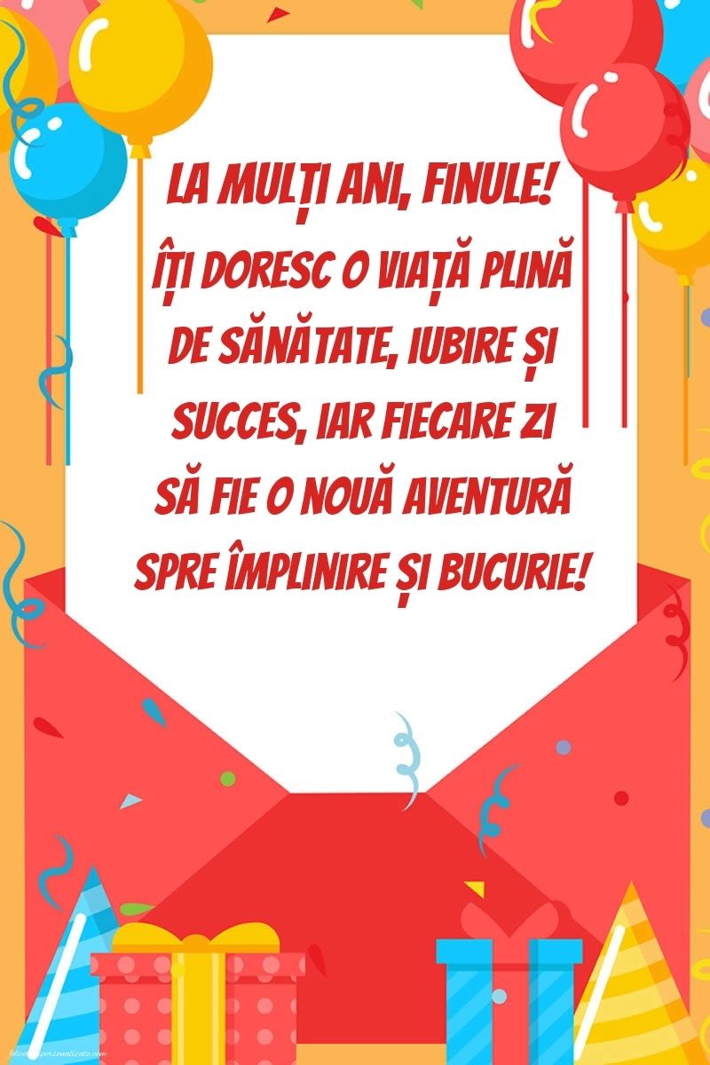 Felicitări și Imagini de Ziua de Naștere pentru Fin: Baloane și Cadouri