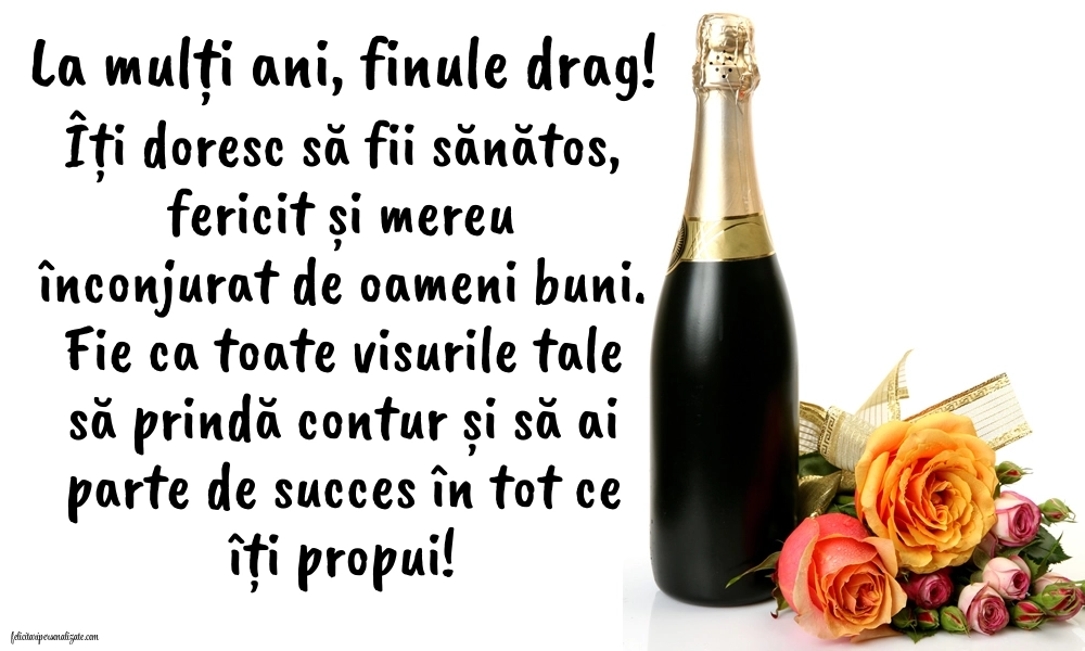 Imagini cu mesaje de La mulți ani pentru finul meu: Șampanie și flori